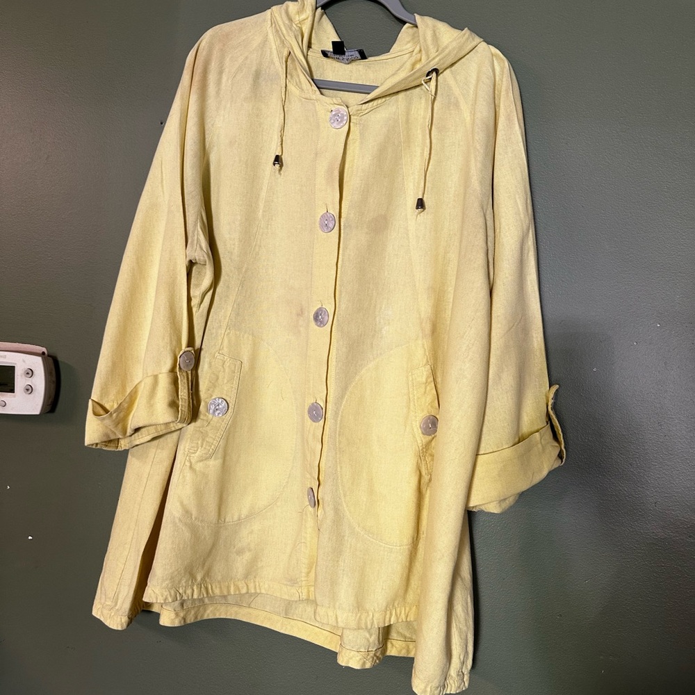 Jones New York Yellow Utility Jacket with Hood